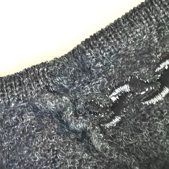 Boiled Wool Cardigan Jacket LINEA Louis Dell'Olio Gray Embroidered Open Front M - Picture 11 of 11